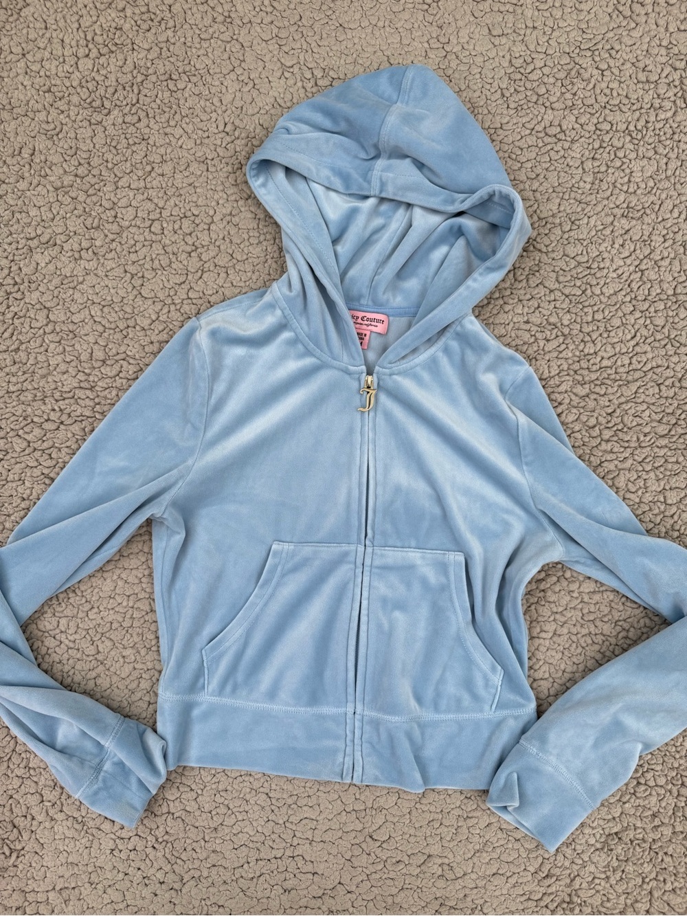 Juicy Couture Pale Blue Rhinestone Logo Velour Zip Hoodie - Picture 2 of 4